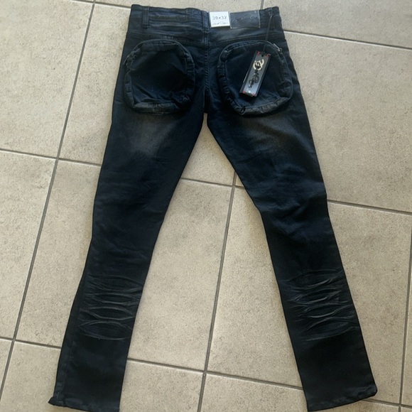 Dark Vintage Wash Men Stylish Jeans/w Big Zip Back Pockets - Picture 3 of 4